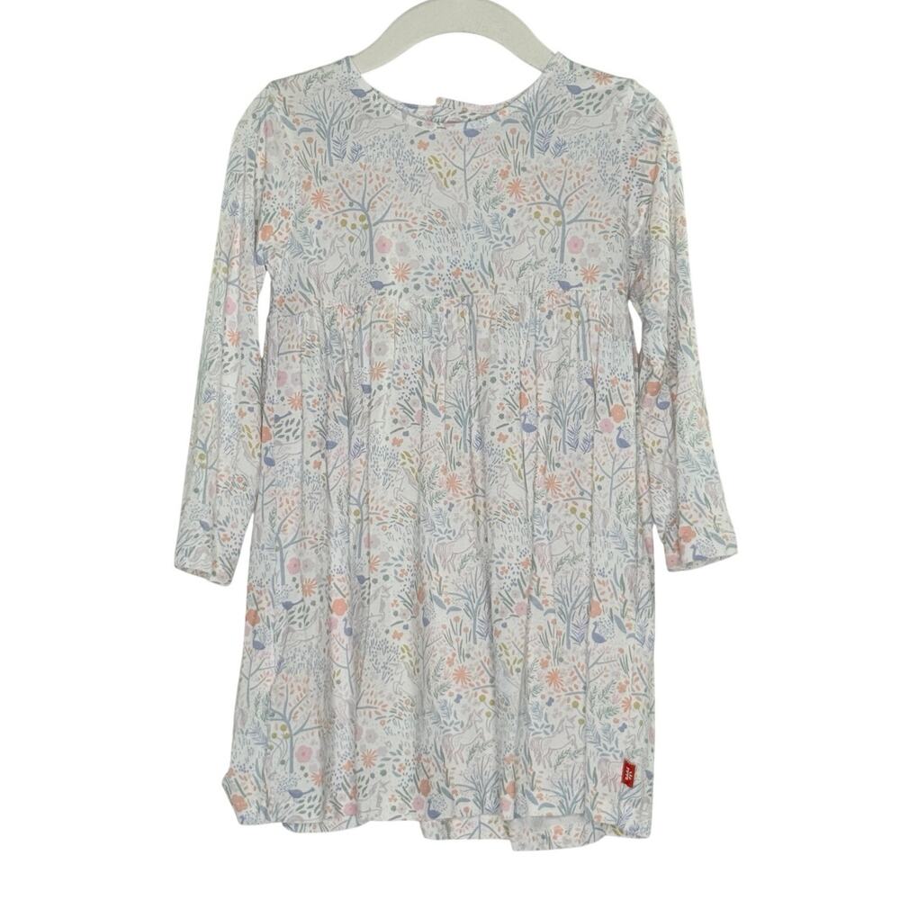 Magnetic Me Unicorn Floral Dress 3T Easy Dressing Soft Modal Pastel Tones